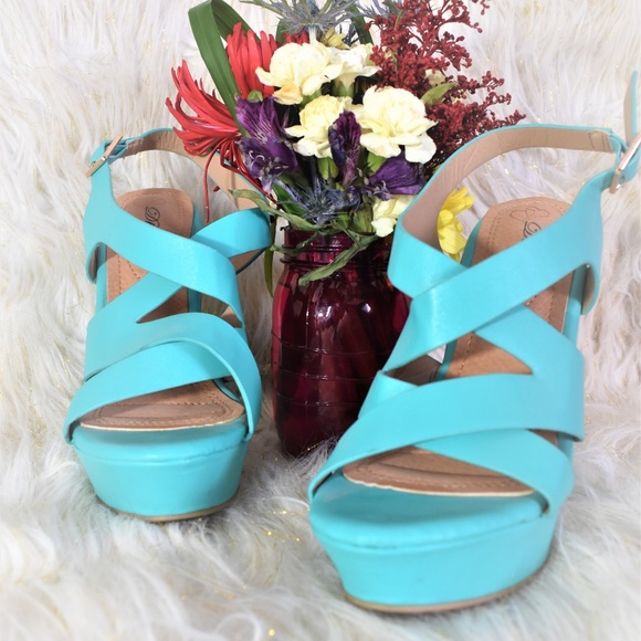 DbDk Fashion, turquoise Summer wedges, Opened toe - Picture 3 of 3